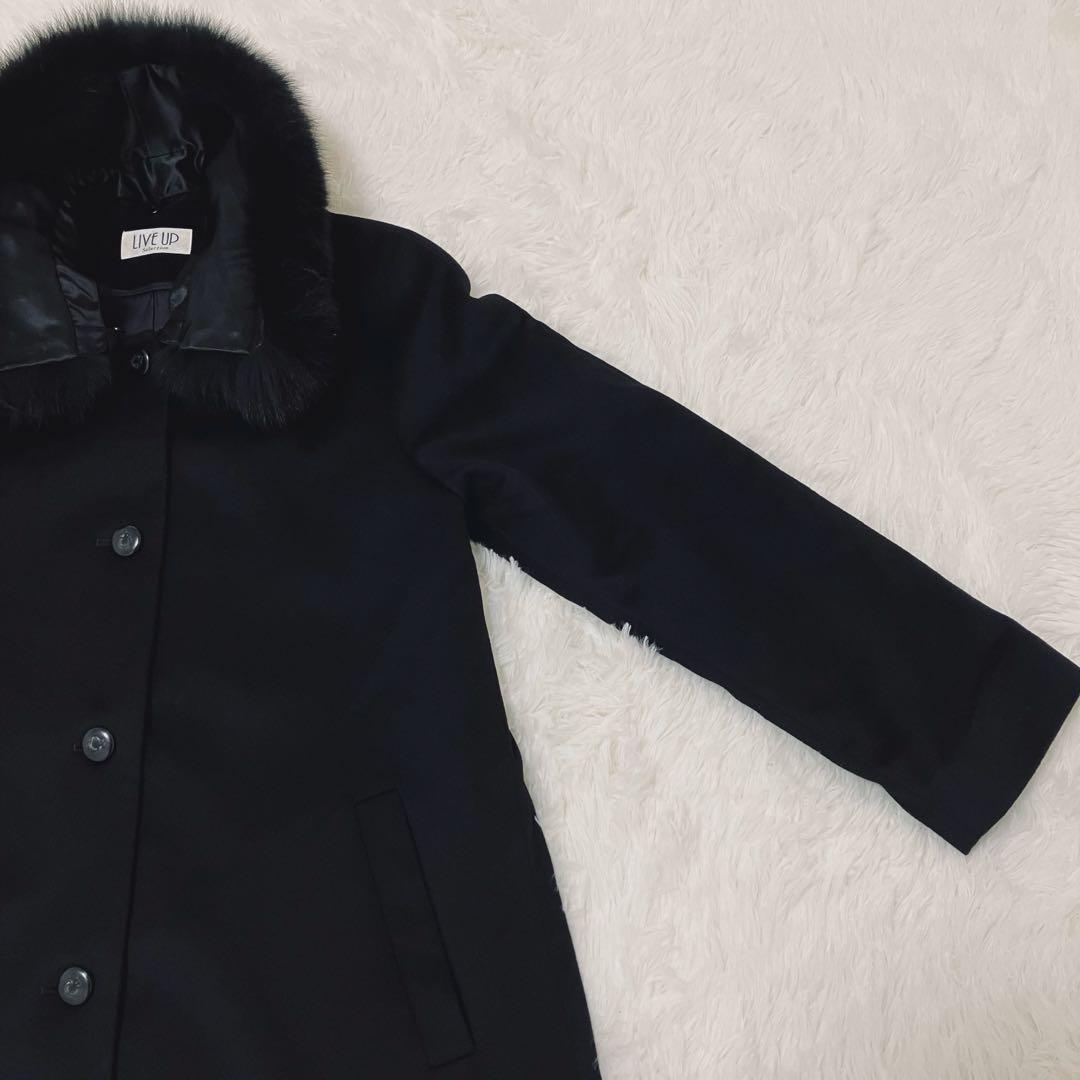 ロングコート カシミア100% ブルーフォックスファー 11AR(L) ブラック