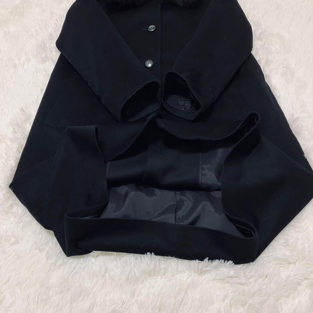 ロングコート カシミア100% ブルーフォックスファー 11AR(L) ブラック