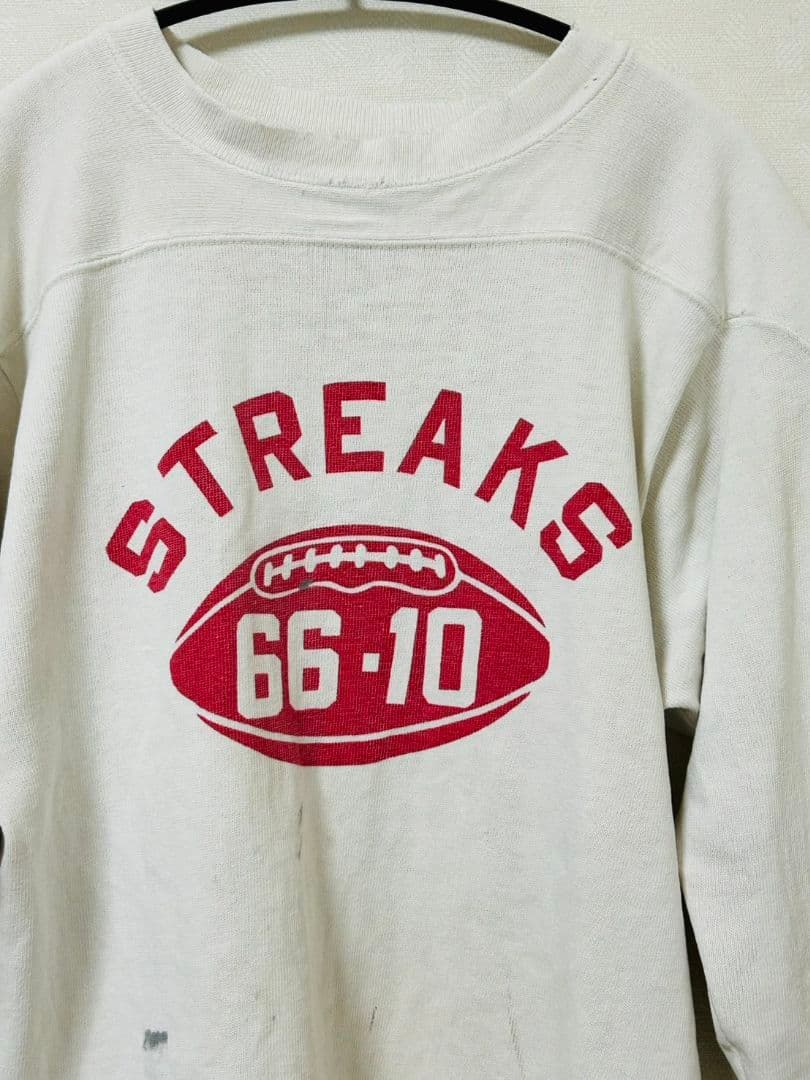 60s 染み込みフットボールシャツ ヴィンテージ エルボーパッチ