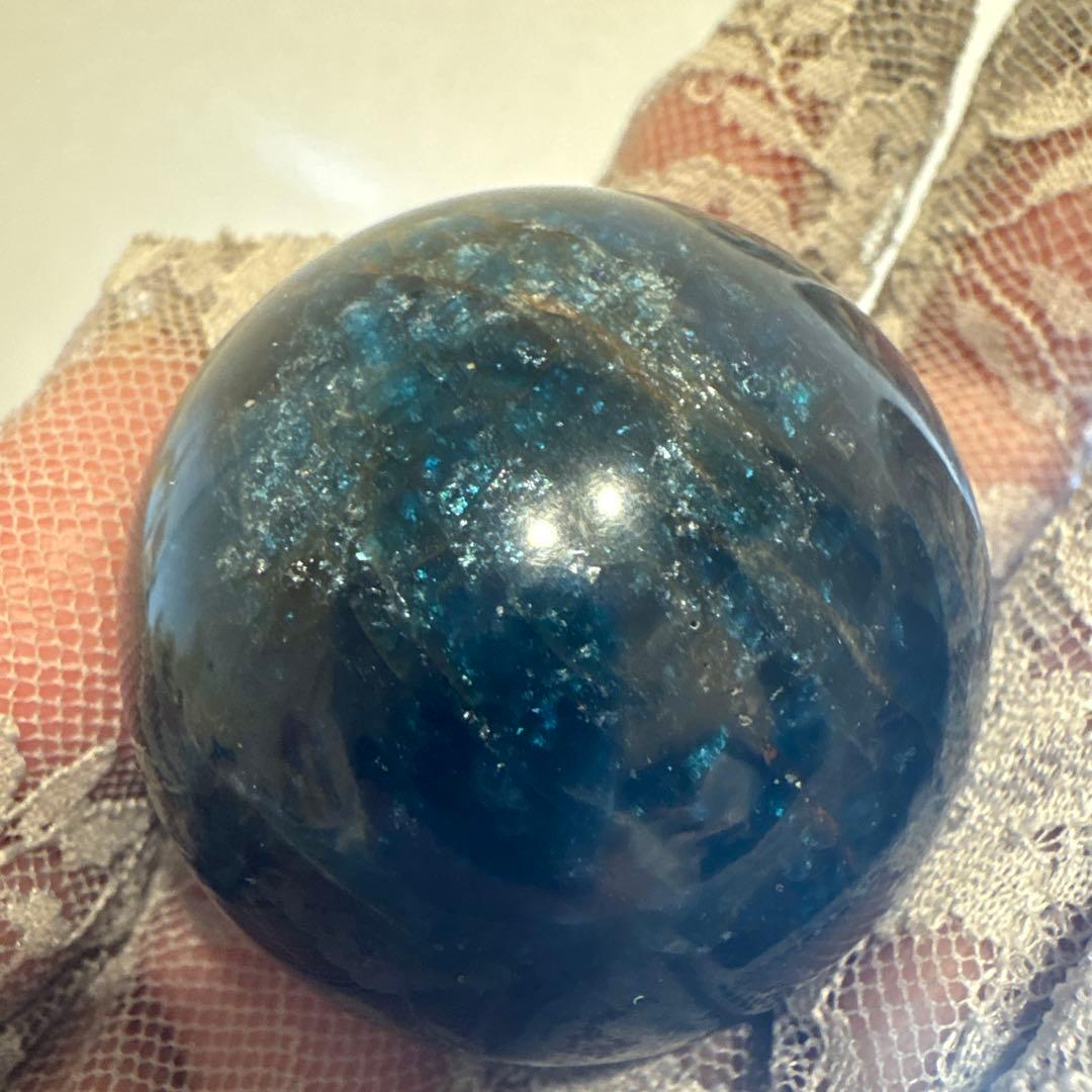 高品質 ブルーアパタイトスフィアNo.2442 ブルーアパタイトスフィアNo