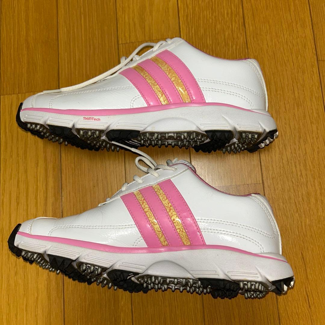 adidas ゴルフシューズ ホワイト/ピンク レディース 23.0cm - メルカリ