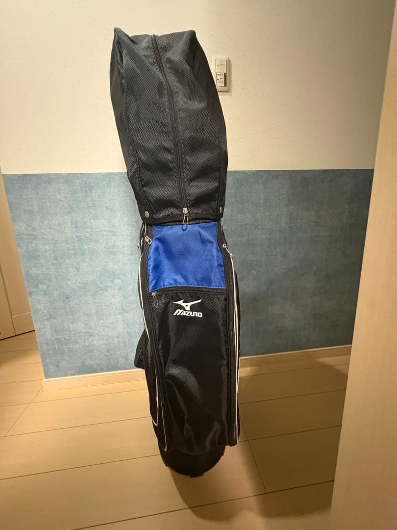 Mizuno キャディバッグ 黒/青 クラブセット レフティメンズ