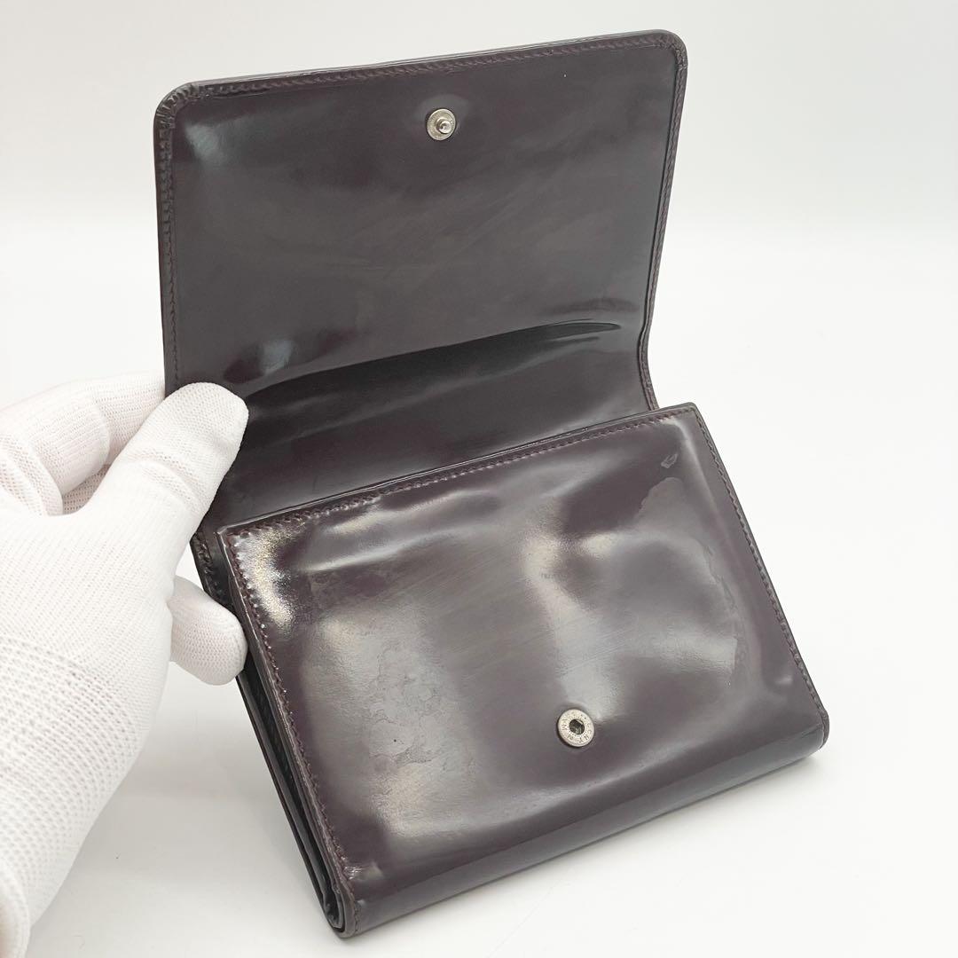 グッチ がま口 エナメル パテントレザー 三つ折り財布 インター