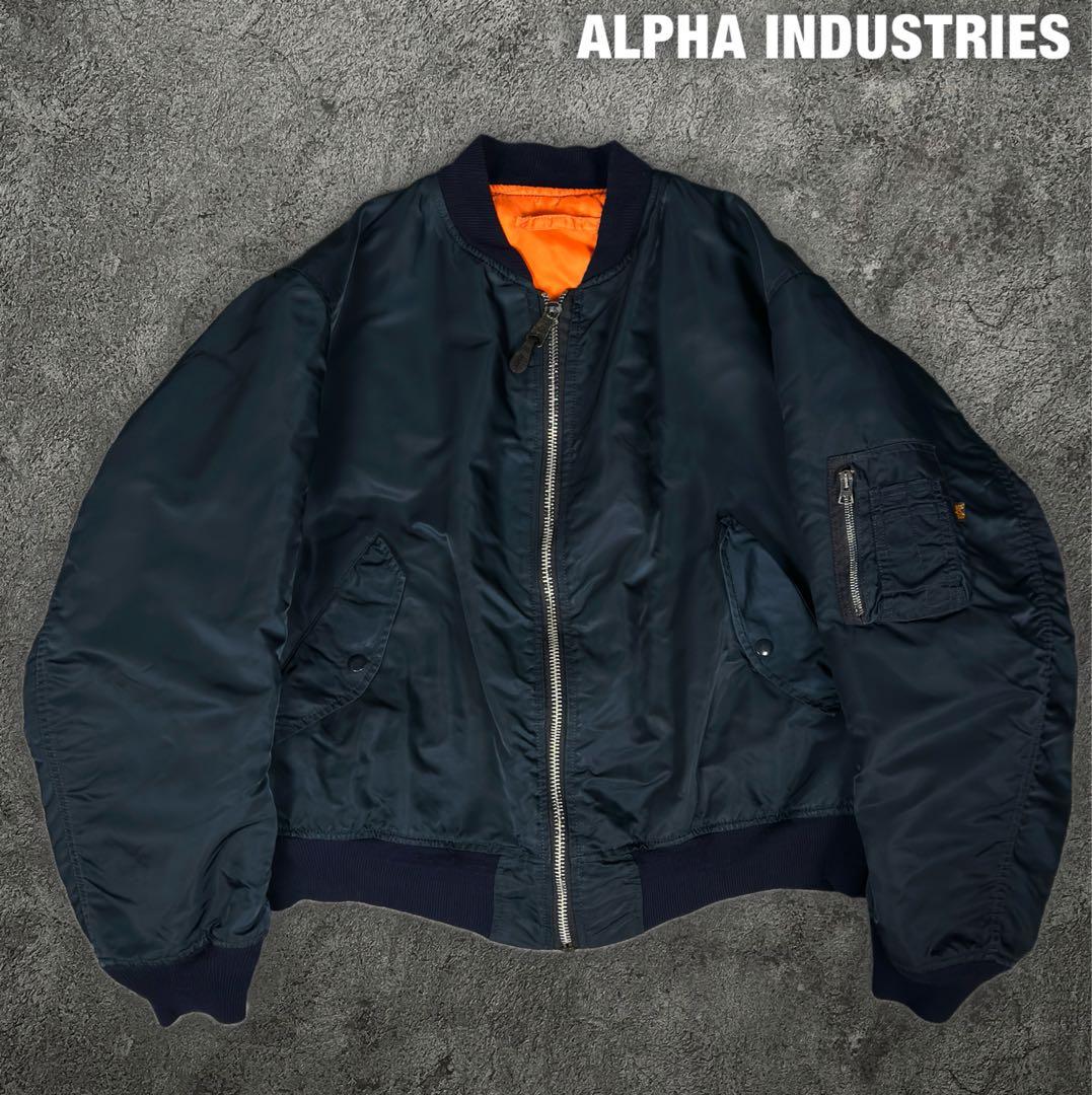 ALPHA INDUSTRIES MA-1 フライトジャケット ネイビー Alpha Industries Men's Navy MA-1 Flex Slim Fit Reversible Bomber