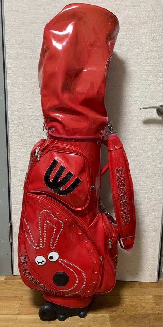 希少 ミエコウエサコ キャディバッグ エナメル キャスター付 刺繍