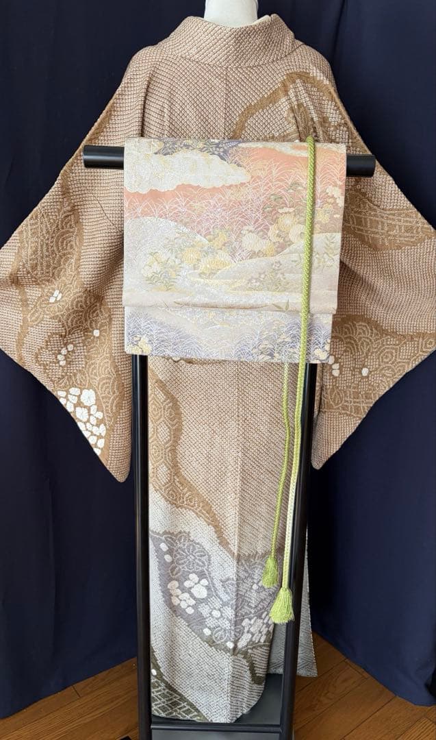 総絞り訪問着】疋田本絞り 極上品 道長手絞り手染め LLサイズ - メルカリ