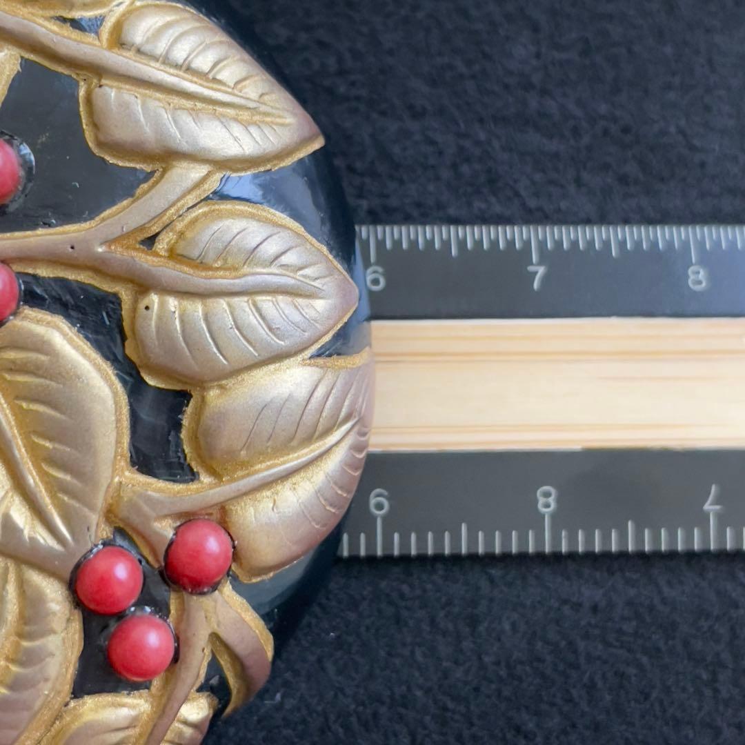 18】AKIO MORI 珊瑚と金彩のブローチ ヴィンテージ レア