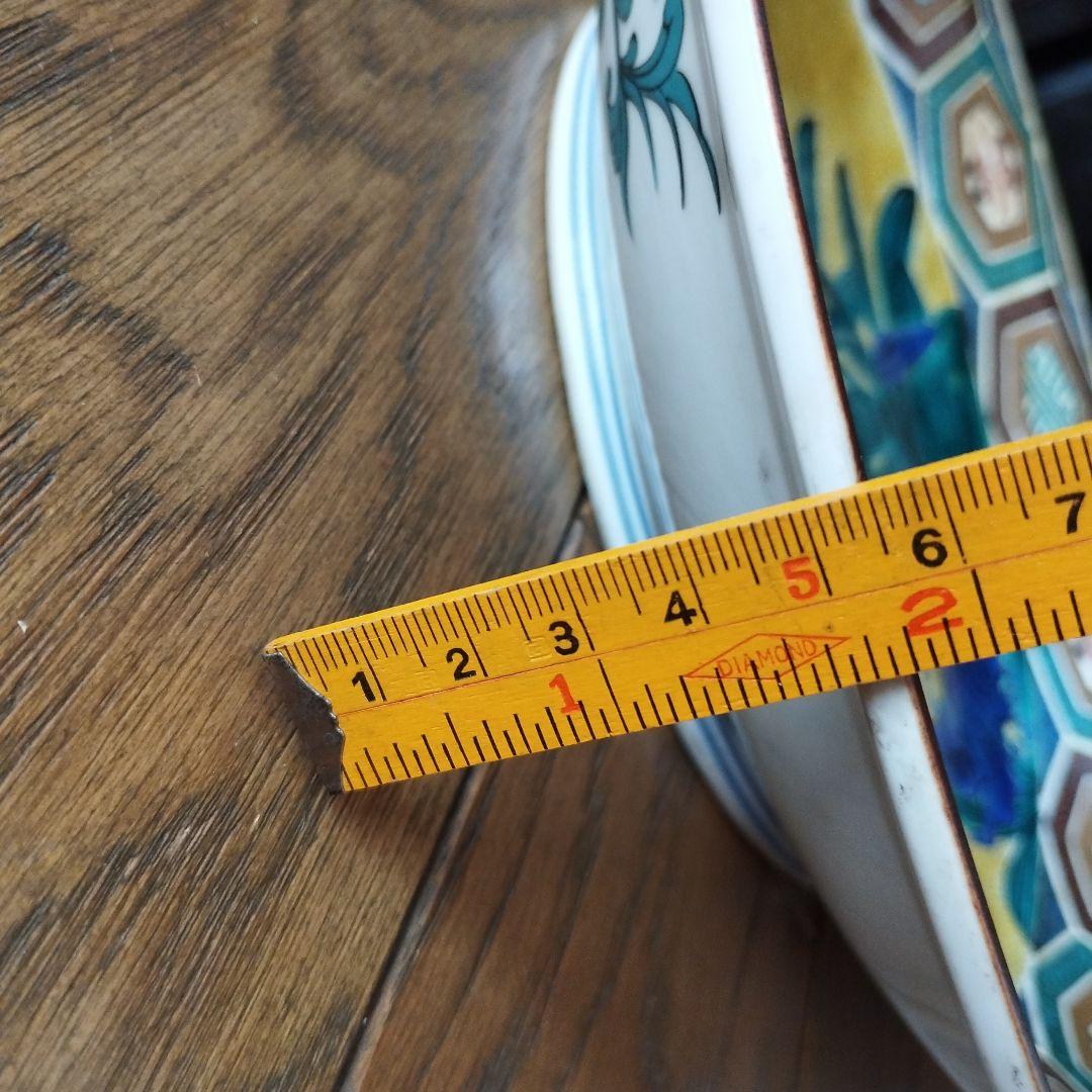 古九谷　皿　裏銘ー角福　31ｃｍ　高さ−−5.5cm