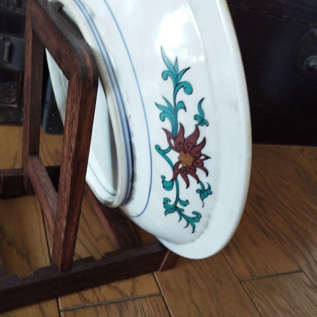 古九谷　皿　裏銘ー角福　31ｃｍ　高さ−−5.5cm