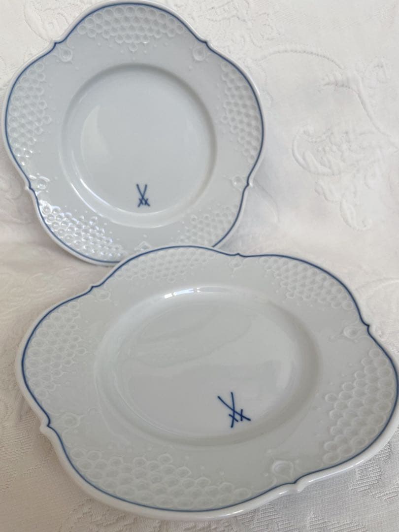双剣　meissen マイセン　300周年記念　プレート　2枚② マイセン SALE現品限り特価 マイセン/双剣マーク波の戯れピュア