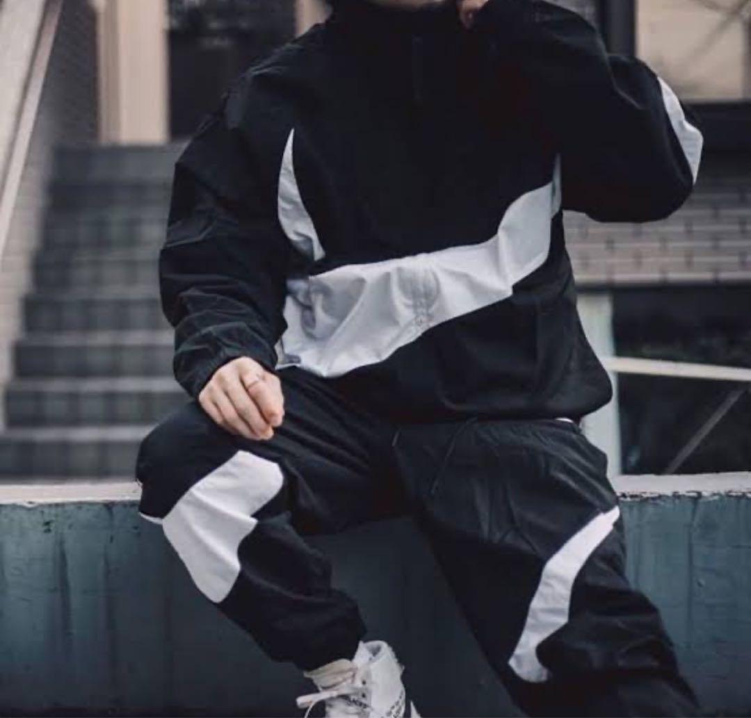 L M 新品 ナイキ ナイロンジャケット ビッグスウッシュ 上下 セットアップ