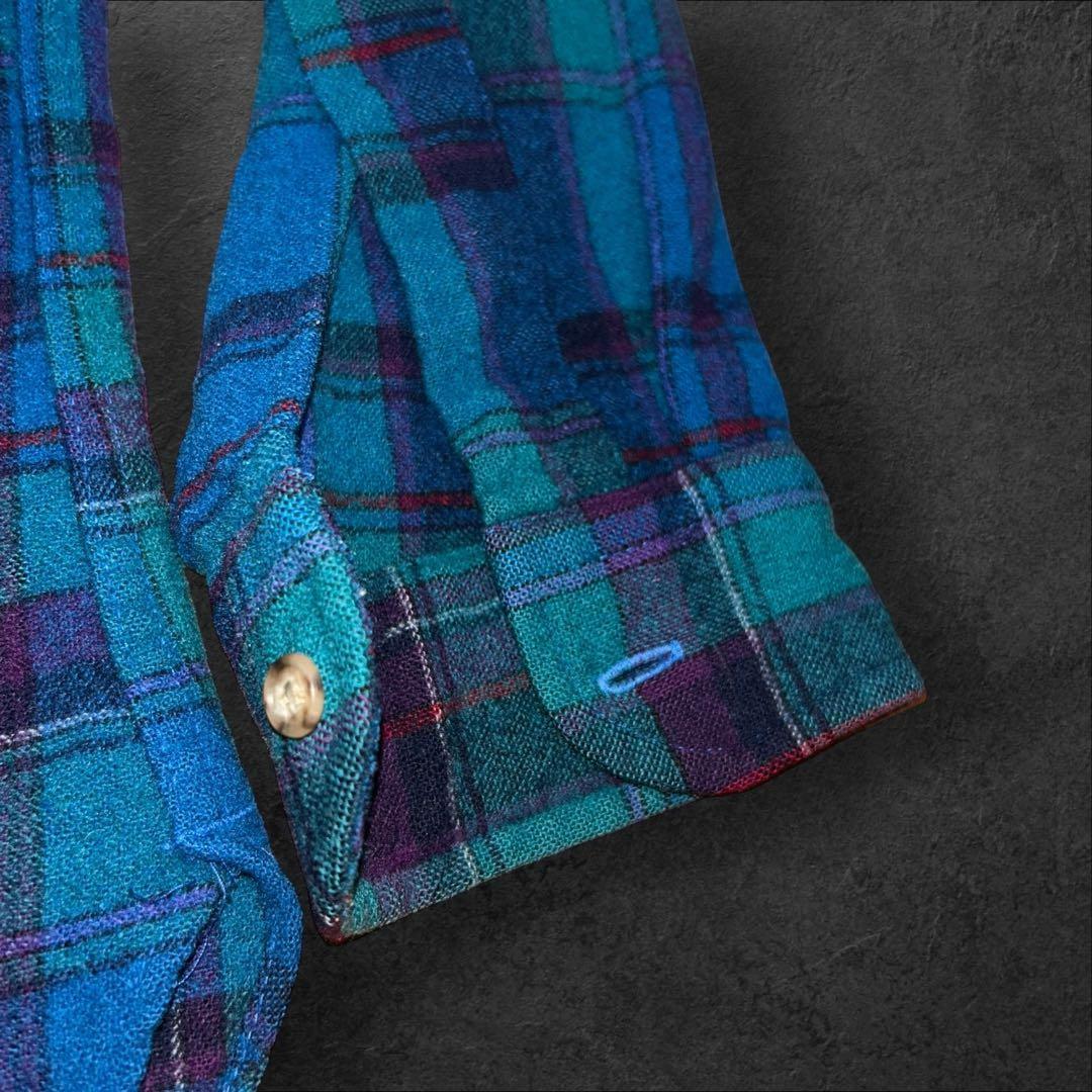 90sUSA製PENDLETON ウールシャツ ネルシャツ チェック ネイティブ