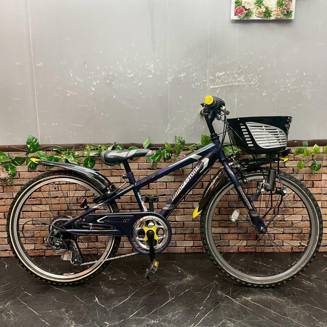 69】子供用自転車 子供車 ブリヂストン CFJ 紺色 22インチ 変速付き