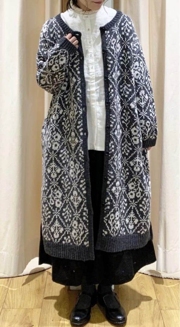 ツハルバイサマンサモスモス モチーフ柄ジャガードニットコート - メルカリ