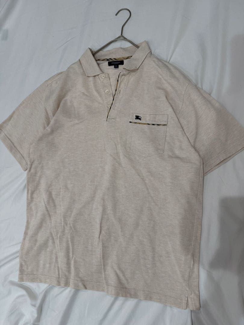 タグ付き美品 BURBERRY ベージュ ノバストライプ ポロシャツ 半袖 15