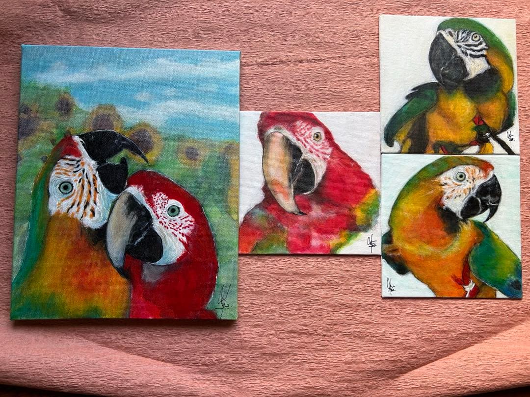 しあわせインコ様 ルリコンゴウインコ 絵画 - メルカリ