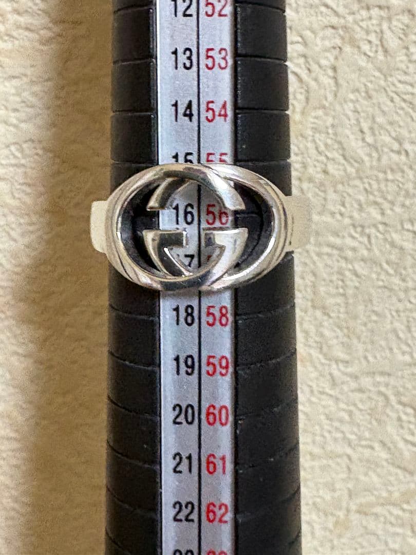 GUCCIブランデッドGインターロッキング刻印サイズ:17号【箱/ポーチ付