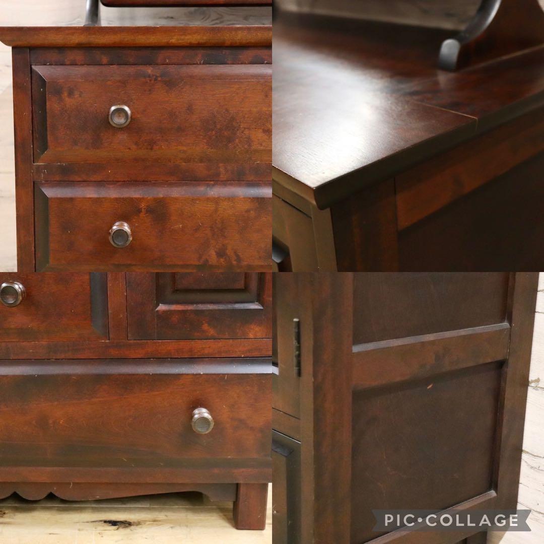 GMFK765○北海道民芸家具 ドレッサー 鏡台 化粧台 ミラー チェスト 整