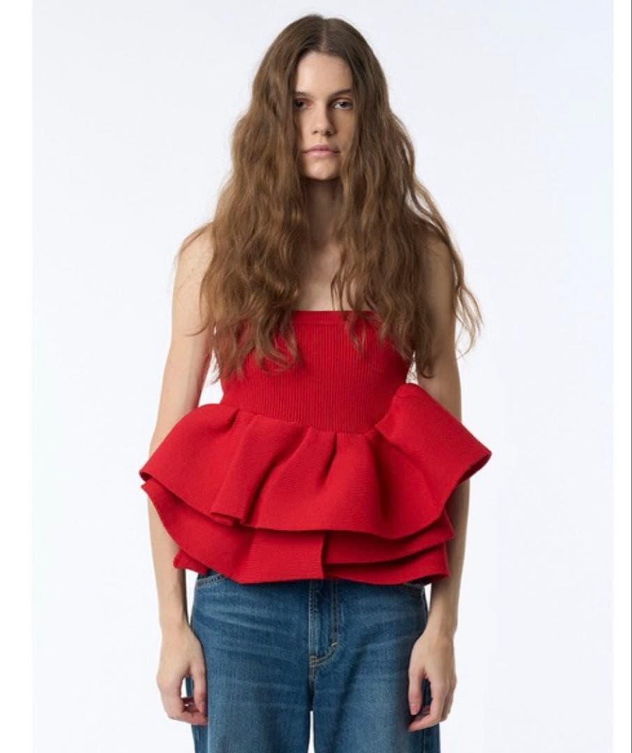 styling/ ラッフルニットベアトップ ラッフルニットベアトップ(ニット/カーディガン)｜トップス│styling