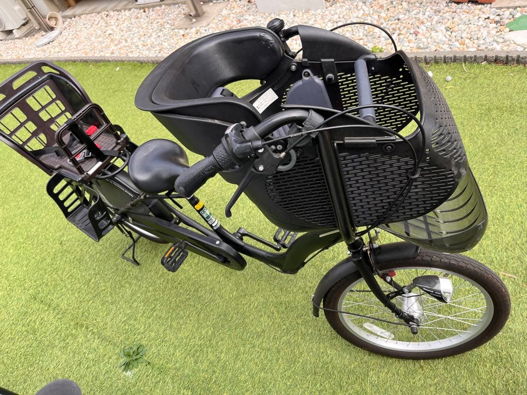 チャイルドシート付きシティサイクル ブラック 3人乗り 非電動