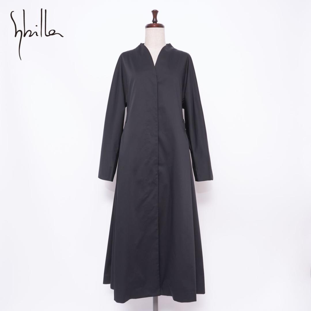 美品 シビラ ノーカラーフレアロングコート ブラック サイズM*HD912 Sybilla（シビラ）のコート・ブルゾン｜おすすめから探す｜イトキン