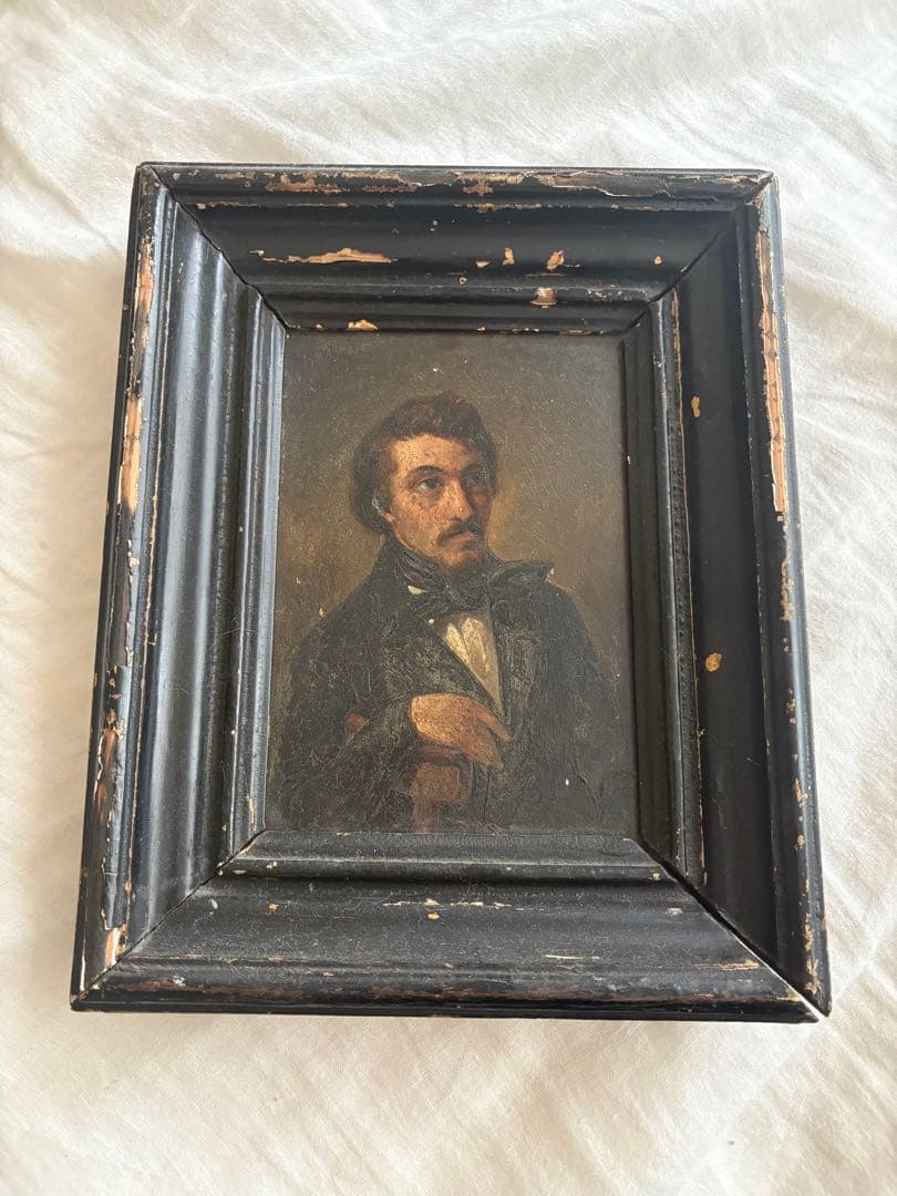 フランスアンティーク　1800年代　ポートレート　肖像画　オイルペインティング フランスアンティーク 1800年代 ポートレート 肖像画 オイルペイン