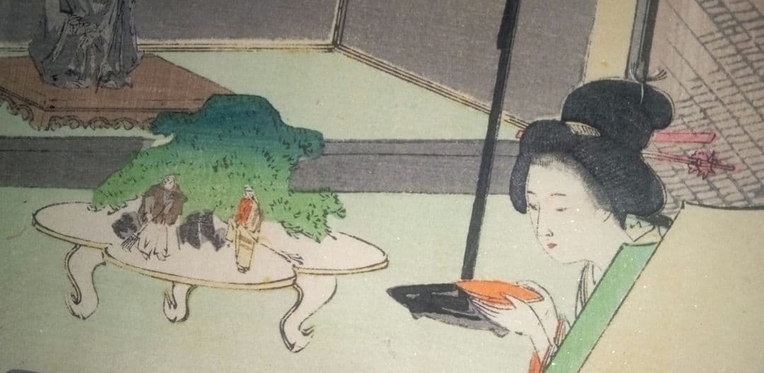 小説内外交際普通禮式口絵木版画、画家燭堂？画(経歴不明)