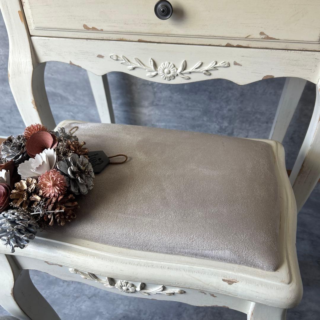 アンティーク加工 シャビーシック 猫脚コンソールデスク 椅子付