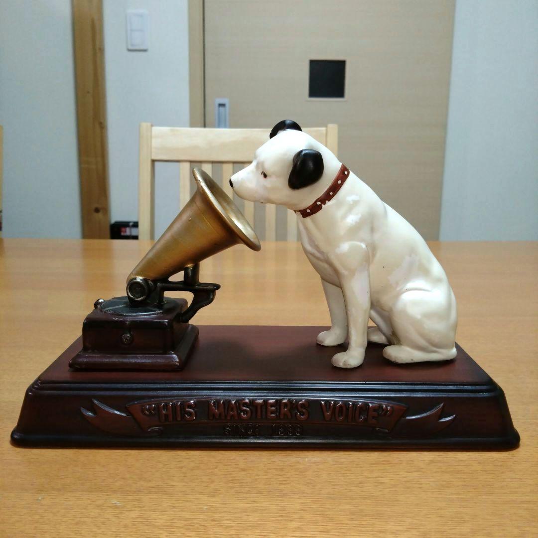 昭和レトロ】◇ビクター犬◇蓄音機とニッパー台座付◇陶器製◇超稀少