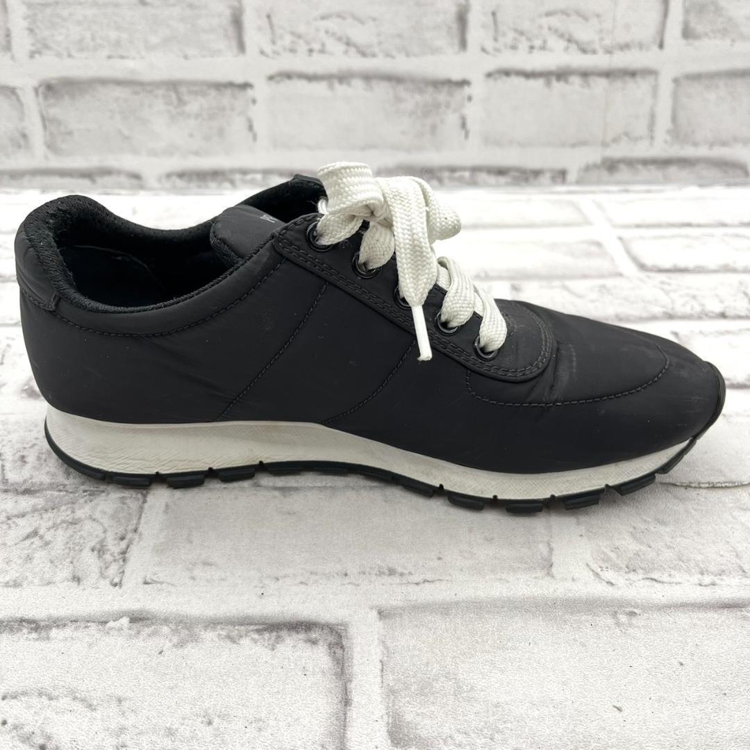 プラダ スニーカー ロゴ金具 ナイロン ブラック 黒 レディース 23.5cm