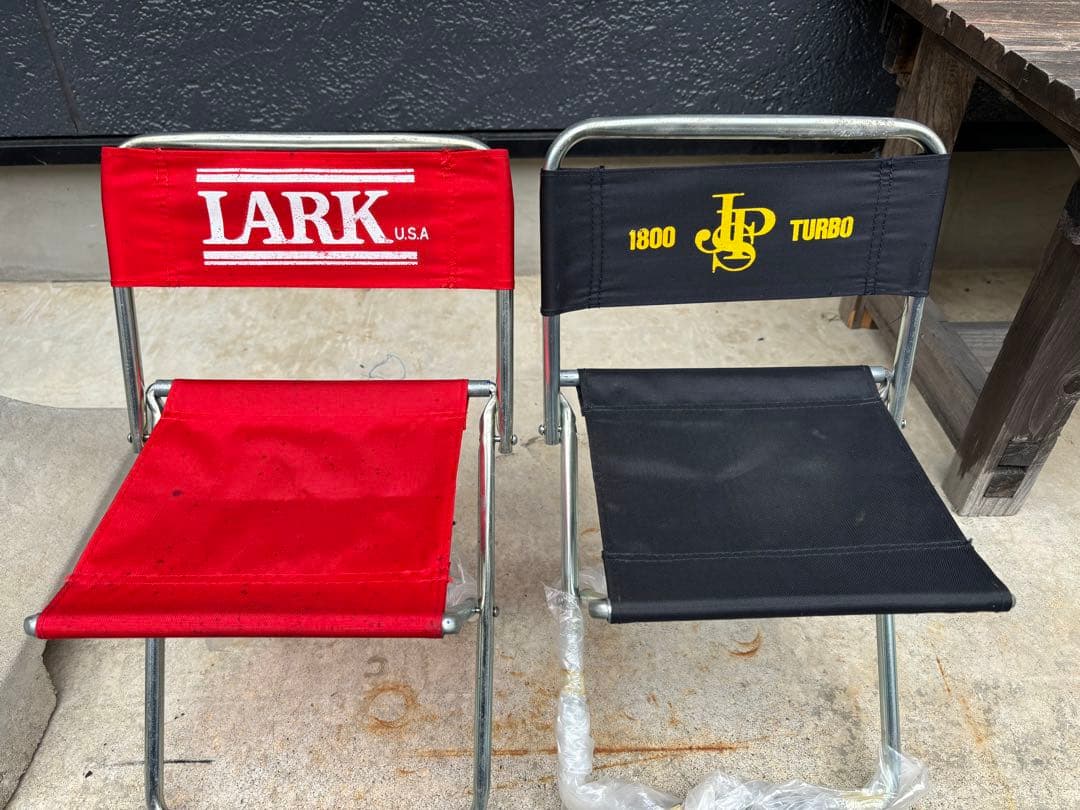昭和レトロ LARK ラーク JPパイプ椅子 折りたたみチェアー - メルカリ