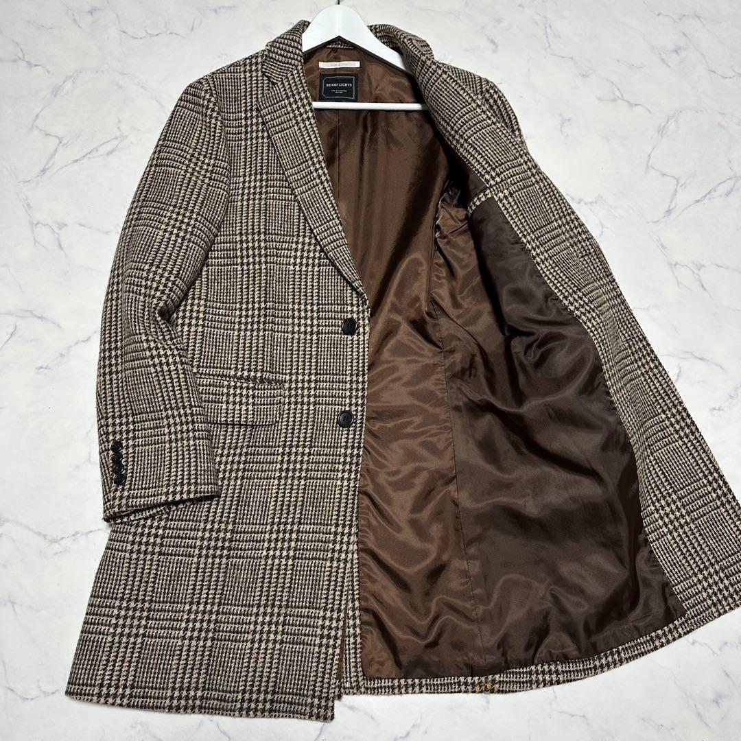 未使用級美品　ビームス　ハリスツイード　チェスターコート　ベージュ　チェック　L 楽天市場】Harris Tweedハリスツイードウール ダブルチェスターコート