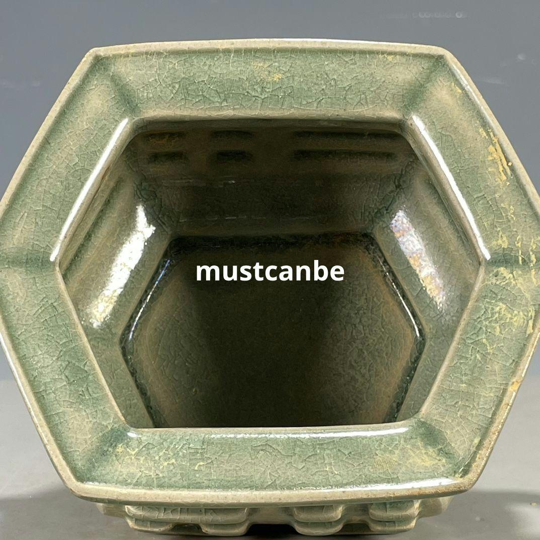 宋汝磁器両耳香炉 仏具 景徳鎮 陶磁器 装飾品 現代工芸品