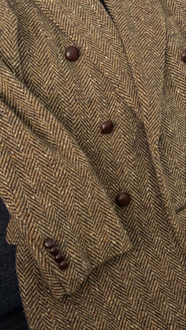 united arrows チェスターコート ダブルコート ツイード Lサイズ-の