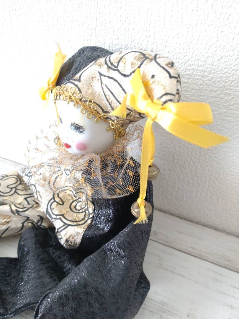 ピエロの陶器人形◇ゴールド ビスクドール オリエンタル オブジェ