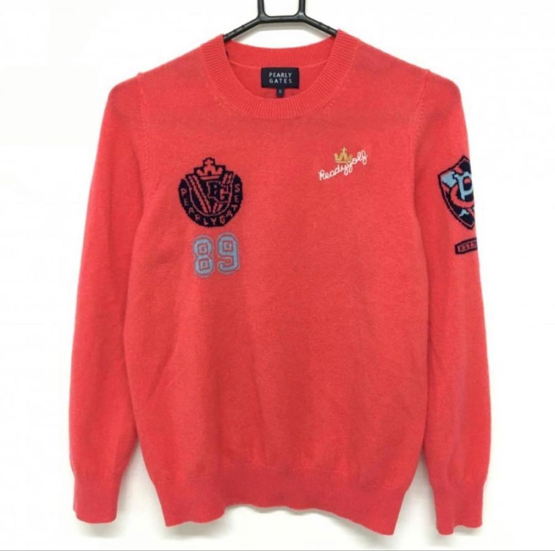 【極美品】パーリーゲイツ カシミヤセーター サーモンピンク 極美品】パーリーゲイツ カシミヤセーター サーモンピンク