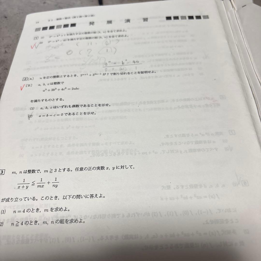 鉄緑会 大阪校 数学 高3理系数学問題集 単元別演習 鶴田先生の手書き