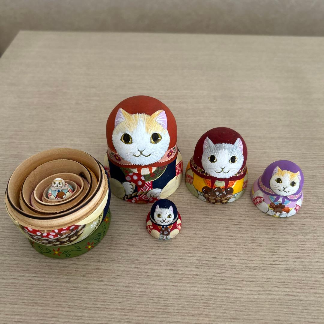 マトリョーシカきのこ狩り猫ちゃん マトリョーシカ【きのこ狩り】猫