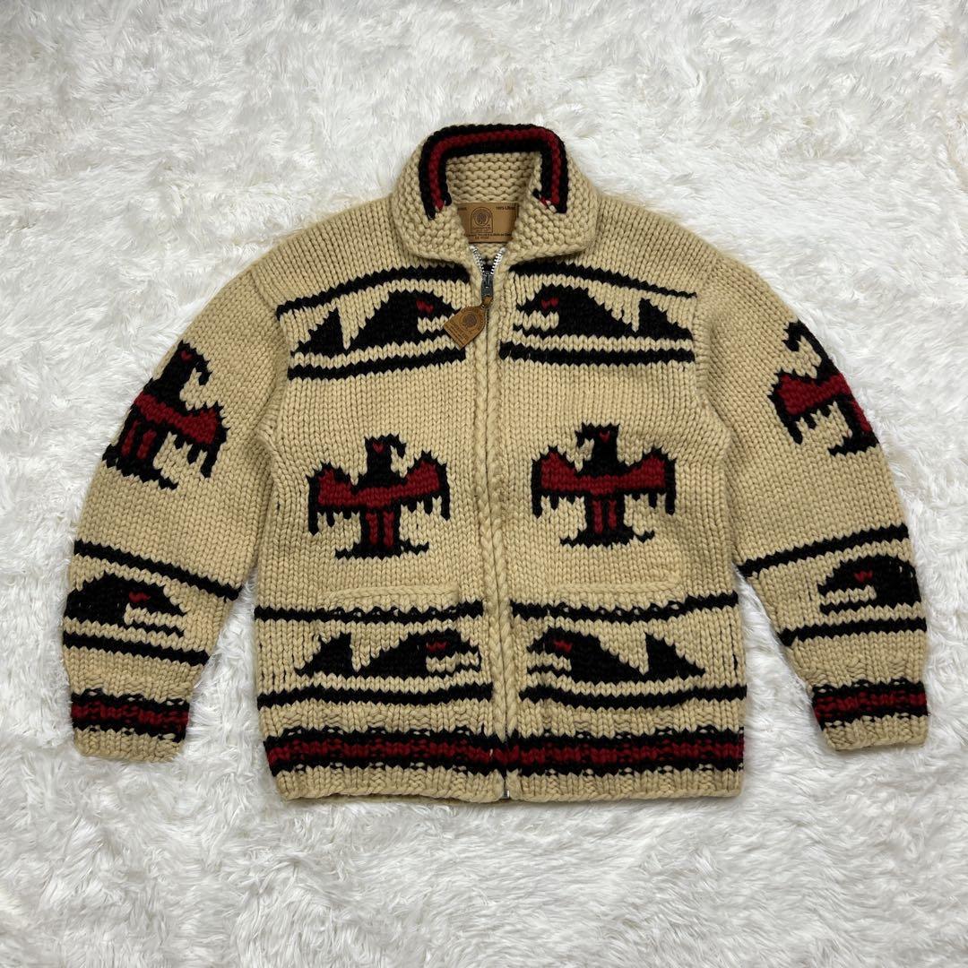 美品 カナダ製 カウチン ニット セーター サンダーバード ハート目