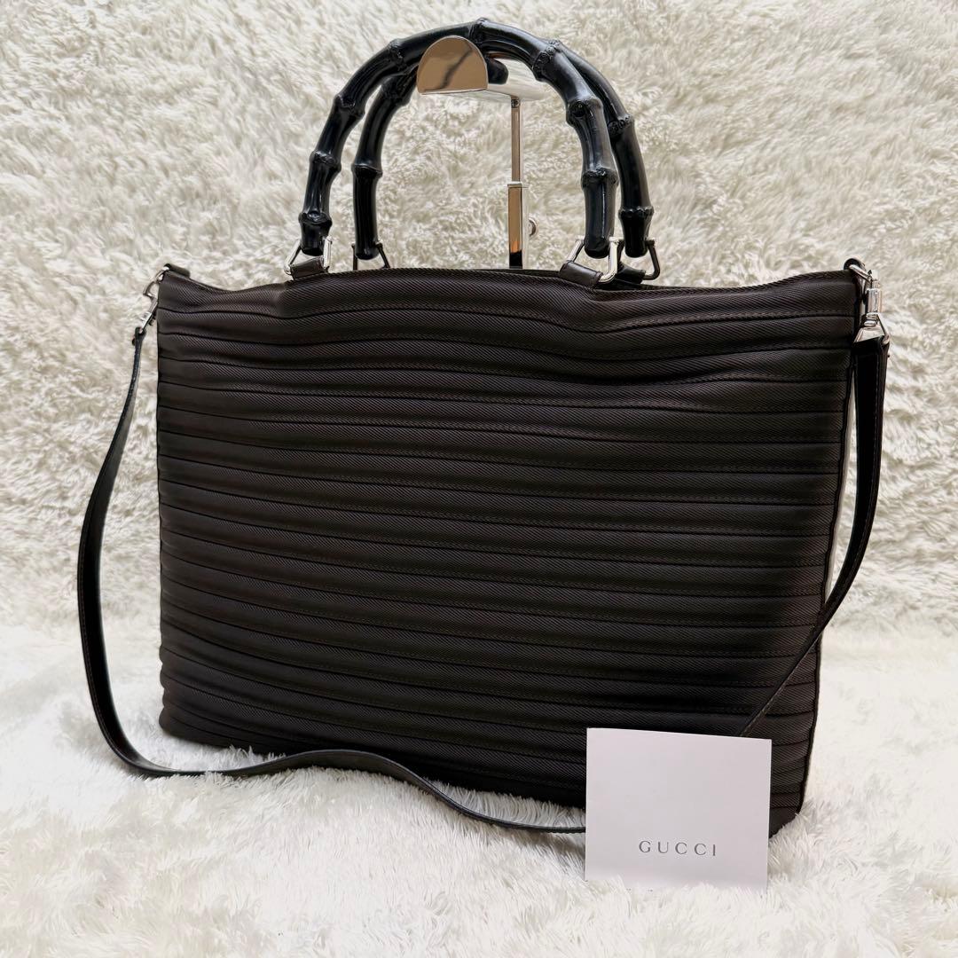 グッチ バンブー2way ショルダーバッグ ナイロン ダークブラウン A4可能 楽天市場】【中古】 GUCCI （グッチ） ﾊﾞﾝﾌﾞｰ 2WAYｼｮﾙﾀﾞｰﾊﾞｯｸﾞ Black