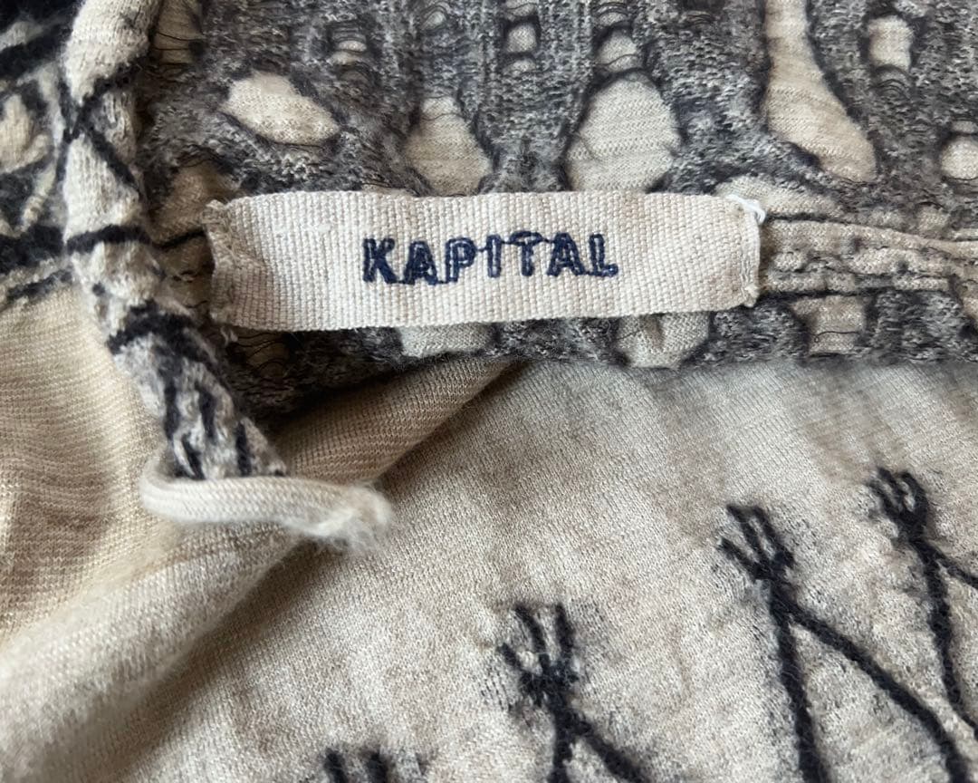 kapitalキャピタル 縮絨ウールストール ベージュグレー