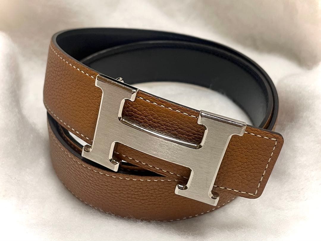 HERMES ベルトバックル(H)レザー リバーシブル ベルト ベルトバックル 《ミニH》 & リバーシブルベルト 《エルメス・シュール