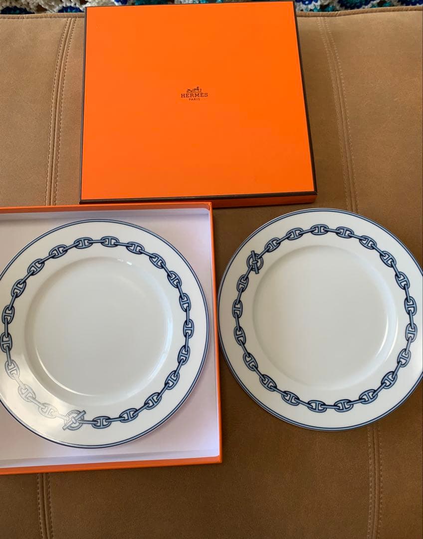 HERMESエルメス　シェーヌダンクル　お皿　2枚セット エルメス 食器 HERMES シェーヌダンクルプラチナ 004101P2 27cm