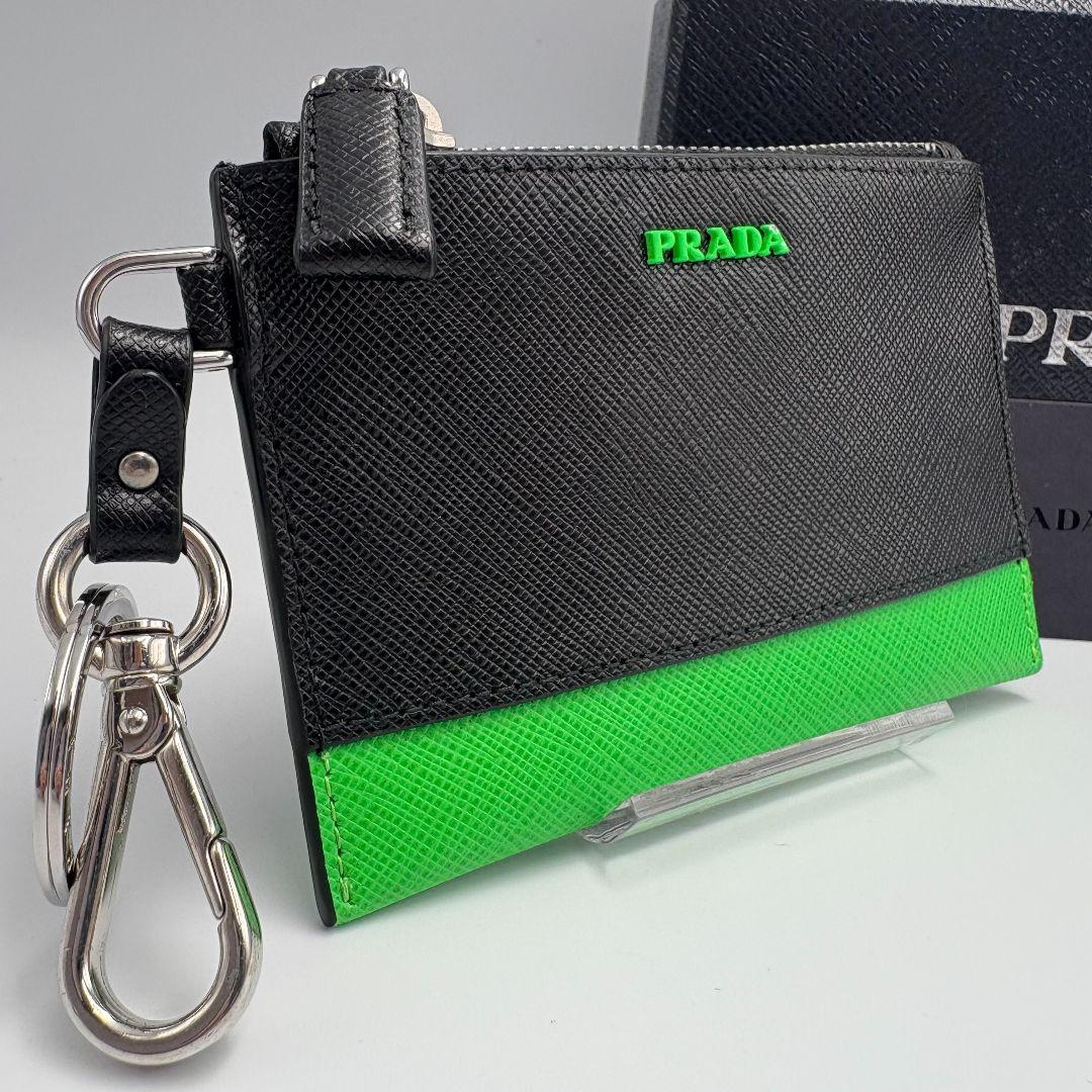 美品✨ PRADA サフィアーノレザー ケース グリーン ブラック 中古・古着通販】PRADA (プラダ) サフィアーノ レザー カードケース
