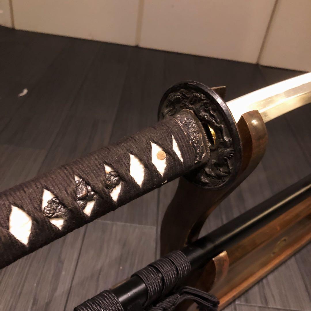 高級模造刀 居合刀 優波紋 黒拵え 太刀