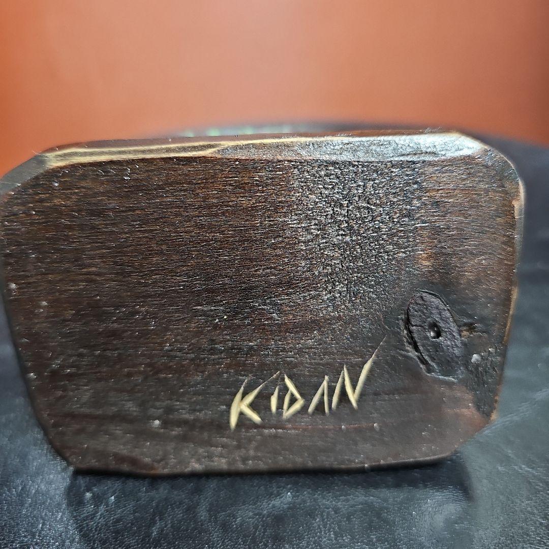 阿部紀男「鉛筆立て」アイヌ彫り 阿部紀男 アイヌ木彫り 鳥型 ペン立て