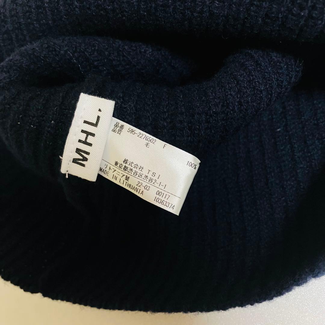 新品 MHL マーガレットハウエル バラクラバ ダークネイビー 紺色 毛100