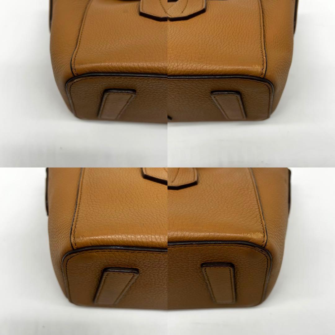 美品】バリー ソメット ハンドバッグ フラップ レザー シボ革 ブラウン
