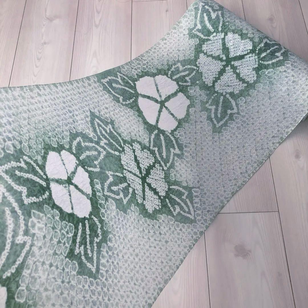 有松鳴海絞り　浴衣　反物　アサガオ　湯のし済み　No.3-260