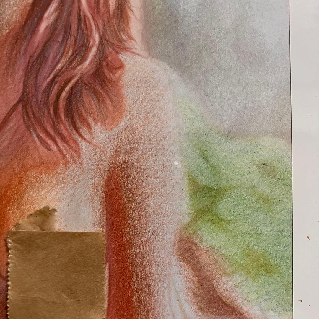 女優画27額装品　額縁寸法32.7cm×24.0cm　カラー着色　定款付